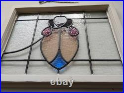 Antique English Style Architectural Leaded Stained Glass Window