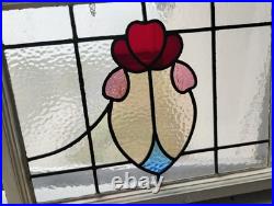 Antique English Style Architectural Leaded Stained Glass Window