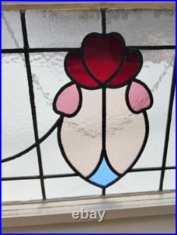 Antique English Style Architectural Leaded Stained Glass Window