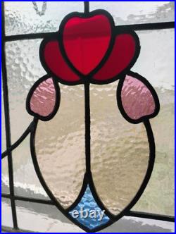 Antique English Style Architectural Leaded Stained Glass Window