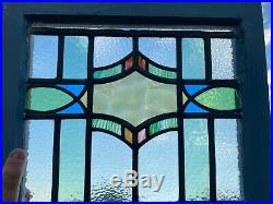 Antique Framed LEADED STAINED GLASS WINDOW Architectural Salvage 6 Colors