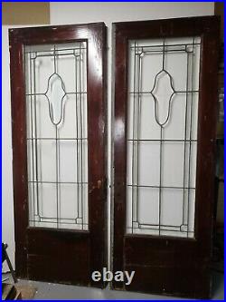 Antique French Doors With Beveled Leaded Glass Architectural Salvage