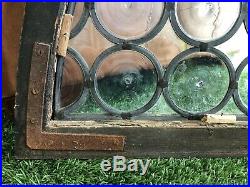 Antique French Leaded Stained Rondel Bottle Glass Arch Window