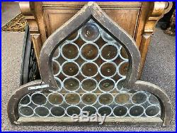 Antique French Leaded Stained Rondel Bottle Glass Quatrefoil Window