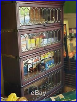 Antique Globe Wernicke 5 Tier Bookcase! Leaded Glass7 Pieces1910's WE SHIP