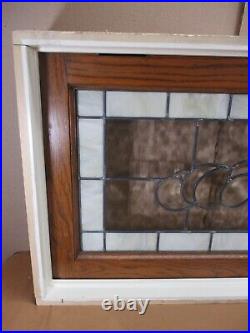 Antique HUGE Leaded Stained Beveled Slag Glass Window Oak Frame from NEW ORLEANS