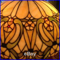 Antique J Whaley leaded glass lamp Handel Tiffany Duffner arts crafts era slag