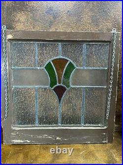 Antique LEADED STAINED GLASS WINDOW in FRAME / Vintage Architectural Salvage