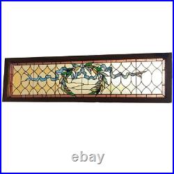 Antique Large American Stained, Jewelled, Leaded Glass Window c. 1890