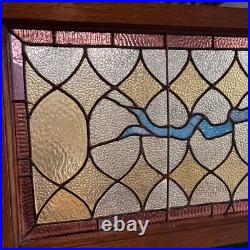 Antique Large American Stained, Jewelled, Leaded Glass Window c. 1890