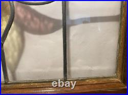 Antique Late 19th Century Victorian Stained Glass Window Restored Frame Wow Antique Late 19th Century Victorian Stained Glass Window Restored Frame Wow