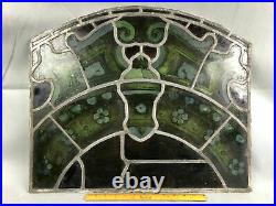 Antique Lead Stained Print Glass Window Gothic Architectural Salvage 19x23