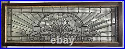 Antique Leaded Beveled Glass Transom Window with Jewels Original Frame Circa 1800