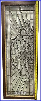 Antique Leaded Beveled Glass Transom Window with Jewels Original Frame Circa 1800