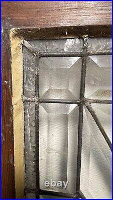 Antique Leaded Beveled Glass Transom Window with Jewels Original Frame Circa 1800