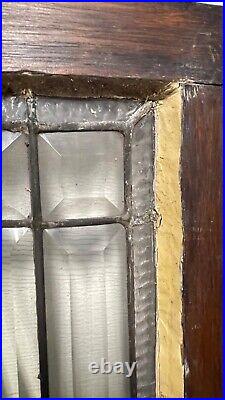 Antique Leaded Beveled Glass Transom Window with Jewels Original Frame Circa 1800