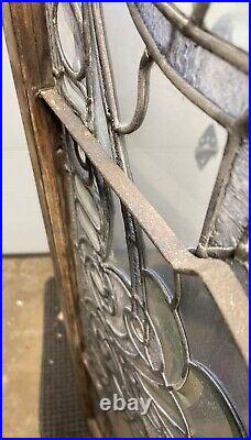 Antique Leaded Beveled Glass Transom Window with Jewels Original Frame Circa 1800