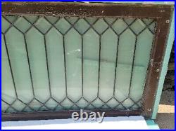 Antique Leaded Beveled Victorian Deco Glass Transom Window 56L x 26W × 2 D