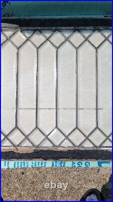 Antique Leaded Beveled Victorian Deco Glass Transom Window 56L x 26W × 2 D