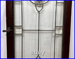 Antique Leaded Clear Beveled Glass Window 53x22 Casement Cabinet Door Tulip