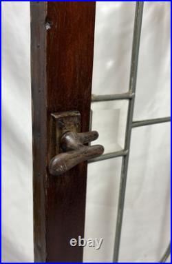 Antique Leaded Clear Beveled Glass Window 53x22 Casement Cabinet Door Tulip