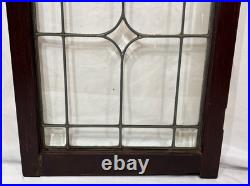 Antique Leaded Clear Beveled Glass Window 53x22 Casement Cabinet Door Tulip