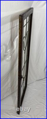 Antique Leaded Clear Beveled Glass Window 53x22 Casement Cabinet Door Tulip