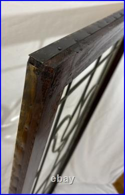 Antique Leaded Clear Beveled Glass Window 53x22 Casement Cabinet Door Tulip