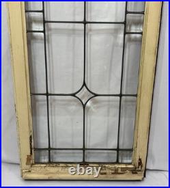 Antique Leaded Clear Beveled Glass Window 53x22 Casement Cabinet Door Tulip