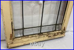 Antique Leaded Clear Beveled Glass Window 53x22 Casement Cabinet Door Tulip