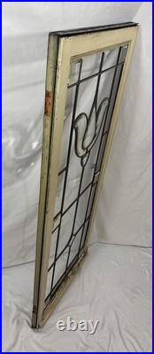 Antique Leaded Clear Beveled Glass Window 53x22 Casement Cabinet Door Tulip