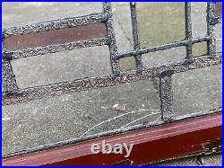Antique Leaded Clear & Stained Glass Window Bungalow Style WAVY GLASS 29x27.75 A