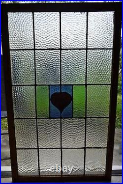 Antique Leaded English Stained Glass Huge Window Wood Frame England Old House 92