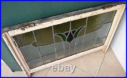 Antique Leaded English Stained Glass Window Wood Frame England Old House 21