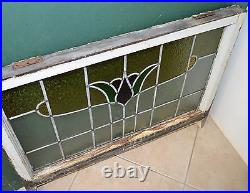 Antique Leaded English Stained Glass Window Wood Frame England Old House 21