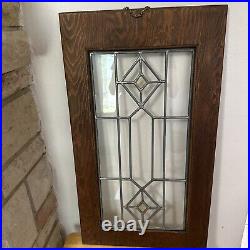 Antique Leaded Etched Beveled Glass Window Farmhouse Decor 16x28.5 PickUpOnly