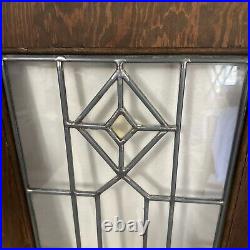 Antique Leaded Etched Beveled Glass Window Farmhouse Decor 16x28.5 PickUpOnly