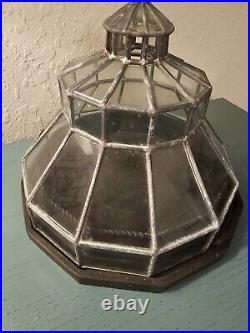 Antique Leaded Glass Dome Terrarium-Excellent Condition