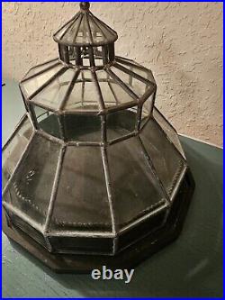 Antique Leaded Glass Dome Terrarium-Excellent Condition