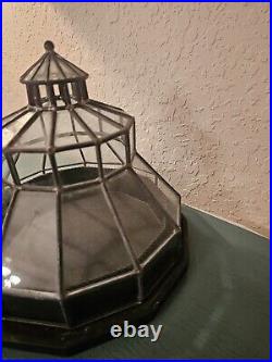 Antique Leaded Glass Dome Terrarium-Excellent Condition