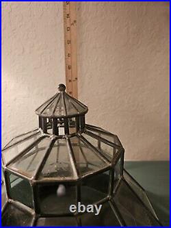 Antique Leaded Glass Dome Terrarium-Excellent Condition