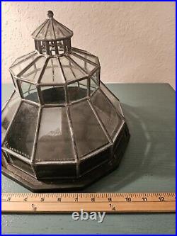 Antique Leaded Glass Dome Terrarium-Excellent Condition