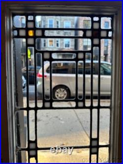 Antique Leaded Glass Door / Window 45 by 15 Circa 1920 Prairie Style Antique Leaded Glass Door / Window 45 by 15 Circa 1920 Prairie Style