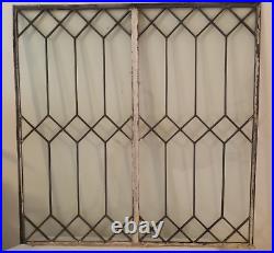 Antique Leaded Glass Double Windowpane, 28 W by 28 H