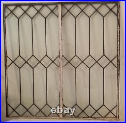 Antique Leaded Glass Double Windowpane, 28 W by 28 H