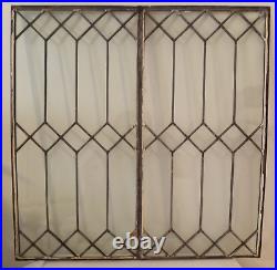 Antique Leaded Glass Double Windowpane, 28 W by 28 H