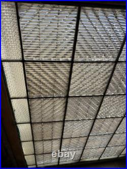 Antique Leaded Glass Window With 24 Luxfer Tiles Framed 28.5 X 35.5 Salvage Antique Leaded Glass Window With 24 Luxfer Tiles Framed 28.5 X 35.5 Salvage