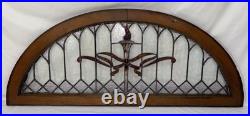 Antique Leaded Stained Glass Arch Window Torch Jewel & Clear Privacy Glass 48.5 Antique Leaded Stained Glass Arch Window Torch Jewel & Clear Privacy Glass 48.5