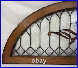 Antique Leaded Stained Glass Arch Window Torch Jewel & Clear Privacy Glass 48.5 Antique Leaded Stained Glass Arch Window Torch Jewel & Clear Privacy Glass 48.5