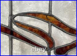 Antique Leaded Stained Glass Arch Window Torch Jewel & Clear Privacy Glass 48.5 Antique Leaded Stained Glass Arch Window Torch Jewel & Clear Privacy Glass 48.5